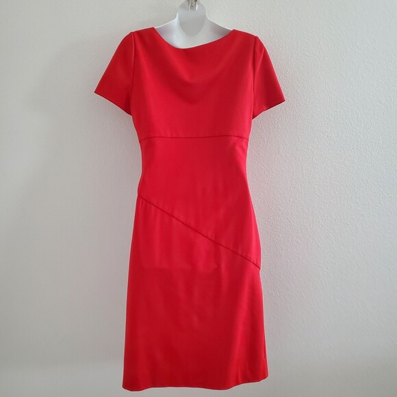 Diane Von Furstenberg Sheath Dress 10 Red Classic Cocktail Business Timeless - Picture 10 of 12